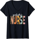 Womens Nurse Pediatric Nurse Cheetah Print RN Cute Pediatric Nurse V Neck Apparel Comfort Fit Best Seller Look