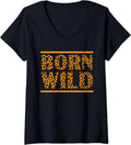 Womens Born Wild Wildlife Animal Zookeeper Cheetah V Neck Apparel Trending US US Top Pick
