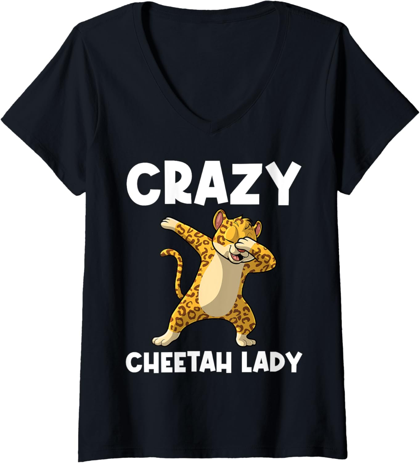 Womens Cute Cheetah Design For Women Mom Cat Animal Cheetah Lovers V Neck Apparel Comfort Fit Gift Ready
