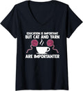 Womens education is important but cat and yarn coffee lover V-Neck Yarn Supply | High Search Volume | Customer Favorite