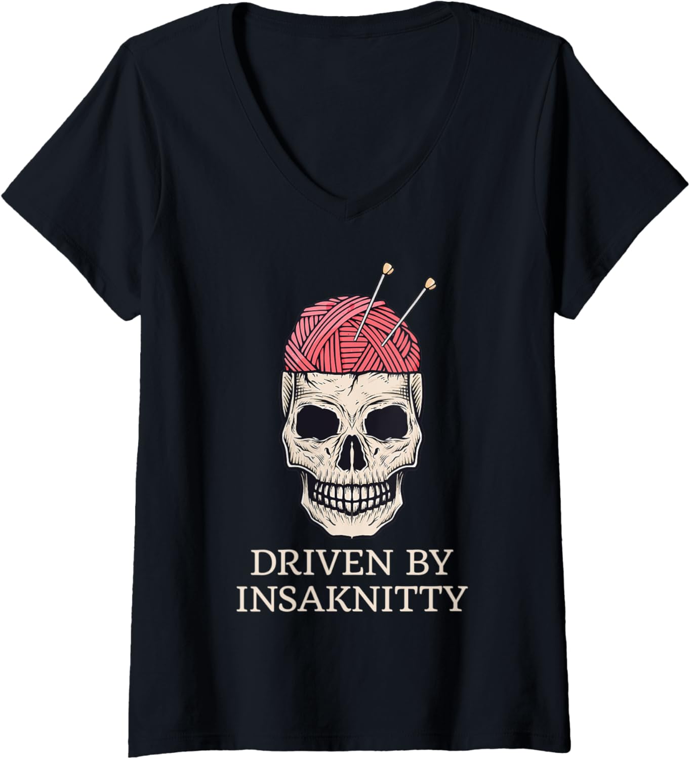 Womens Insaknitty Funny Knitting Knitter Yarn V-Neck Yarn Supply | Top Rated | High CTR Title