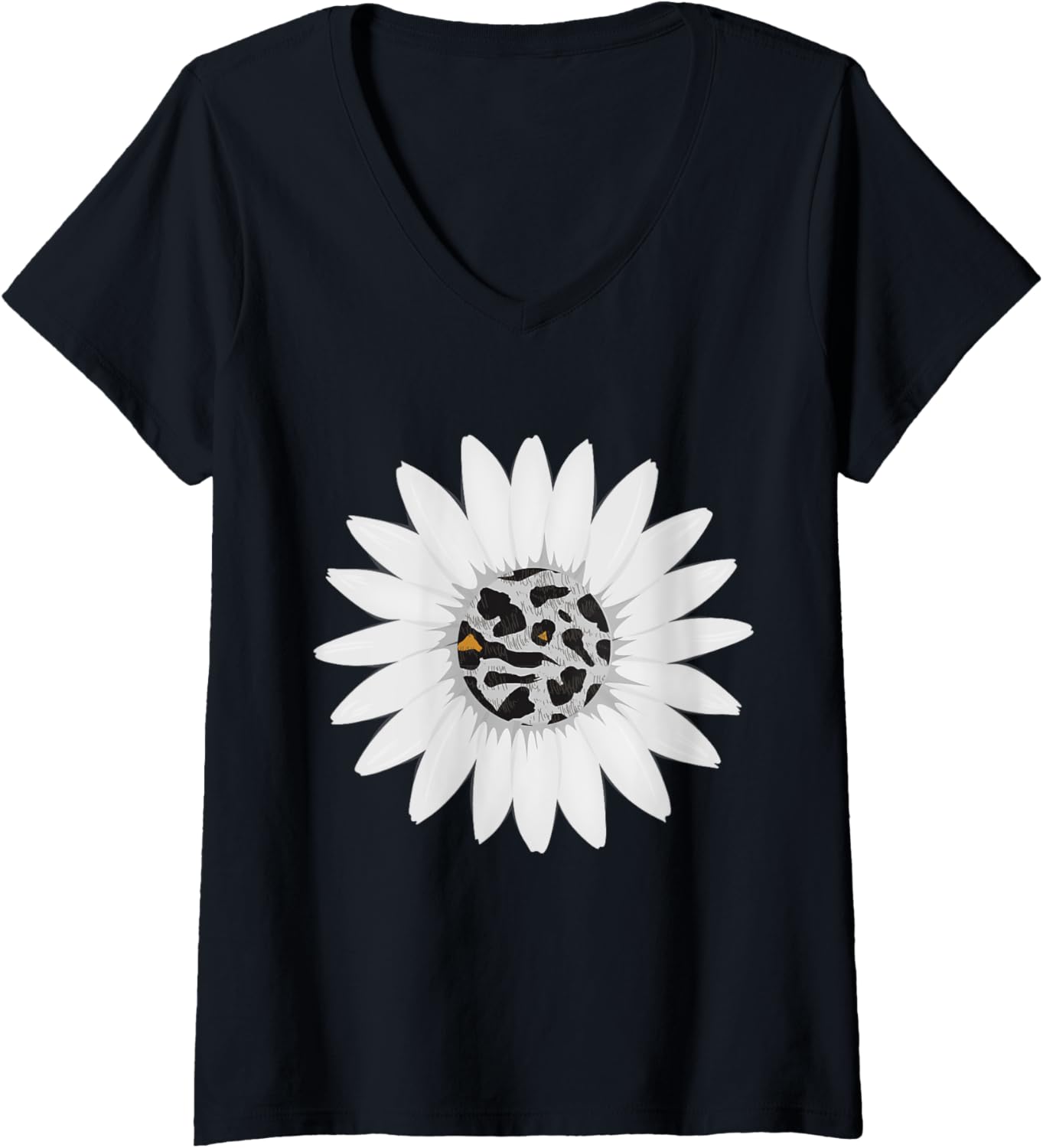 Womens Sunflower Leopard Cheetah Print Graphic V Neck Apparel Trending US Best Seller Look