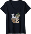Womens Cute Apple Love Cheetah Leopard Print V Neck Apparel Trending US Fan Favorite
