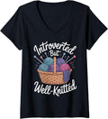 Womens Knitter Funny Knitting Yarn Lover V-Neck Yarn Supply | Premium Quality | Perfect for Crafters