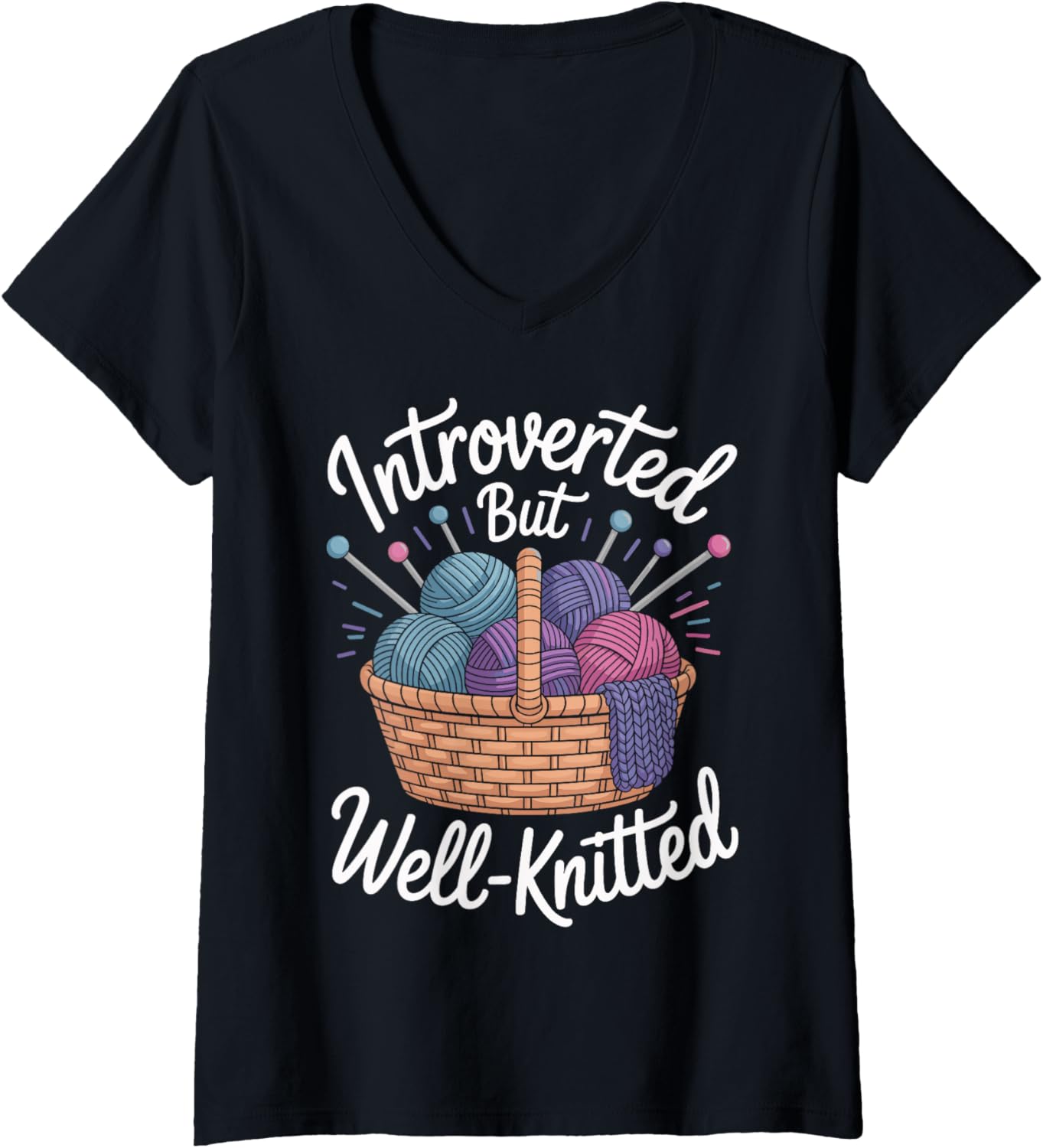 Womens Knitter Funny Knitting Yarn Lover V-Neck Yarn Supply | Premium Quality | Perfect for Crafters
