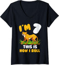 Womens Im 7 This is How I Roll Cheetah 7th Year Birthday Theme V Neck Apparel Viral TikTok Find Fan Favorite