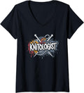 Womens Knitologist Cute Minimalist Yarn Quote V-Neck Yarn Supply | Premium Quality | Customer Favorite