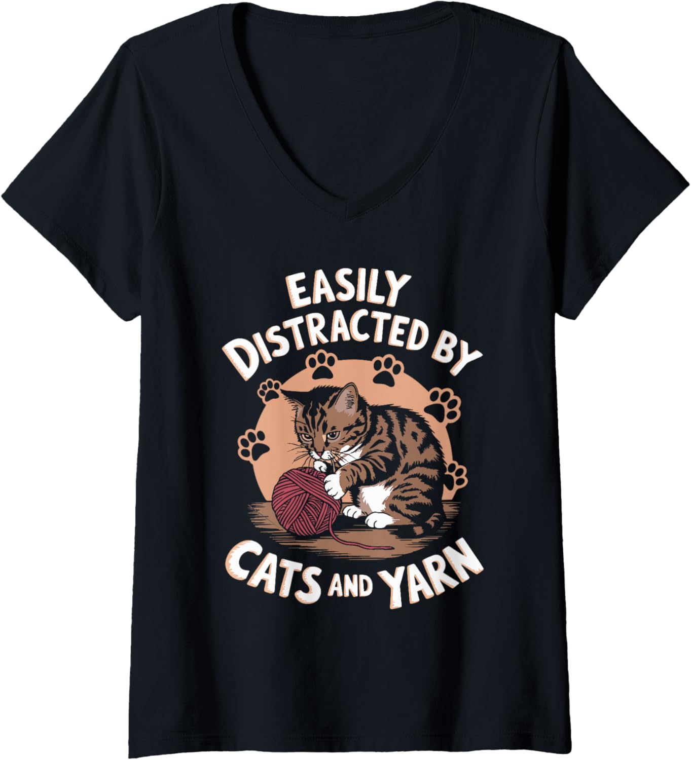 Womens Crocheting Cats And Yarn for Seamstress Feline Owners V-Neck Yarn Supply | Trending 2025 | Best Seller Choice
