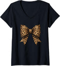Womens Watercolor Ribbon Bow Aesthetic Cheetah Leopard Print Bow V Neck Apparel Viral TikTok Find Best Seller Look