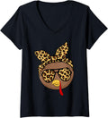 Thanksgiving Day Cute Turkey Face Cheetah Glasses Headband V Neck Apparel Comfort Fit Hot Right Now