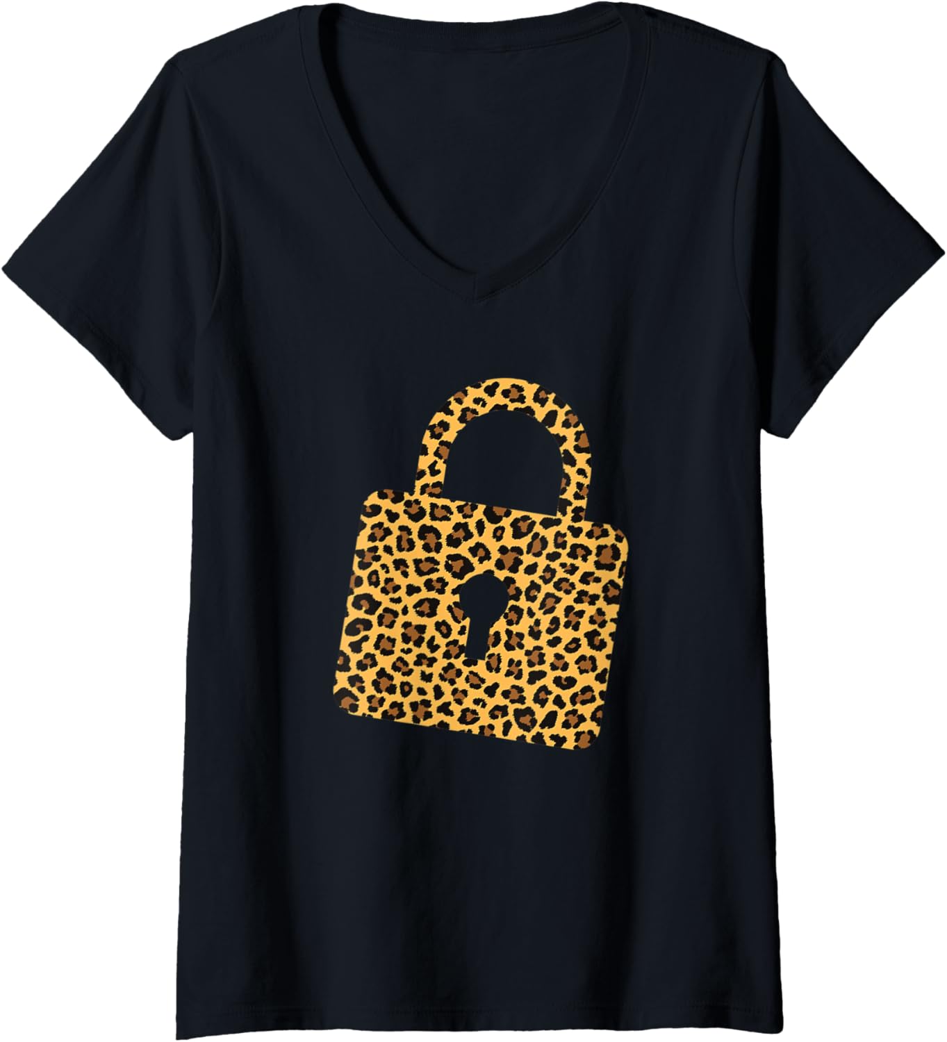 Womens Cheetah Leopard Lock Print V Neck Apparel Comfort Fit Everyday Wear