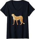 Womens Cool Cheetah Cheetahs Predatory Cat Safari Africa Savannah V Neck Apparel Premium Print Hot Right Now