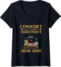 Womens I crochet so i don't choke people, cutie cat yarn cool tee . V-Neck T-Shirt | Premium Quality | Best Seller Ch...