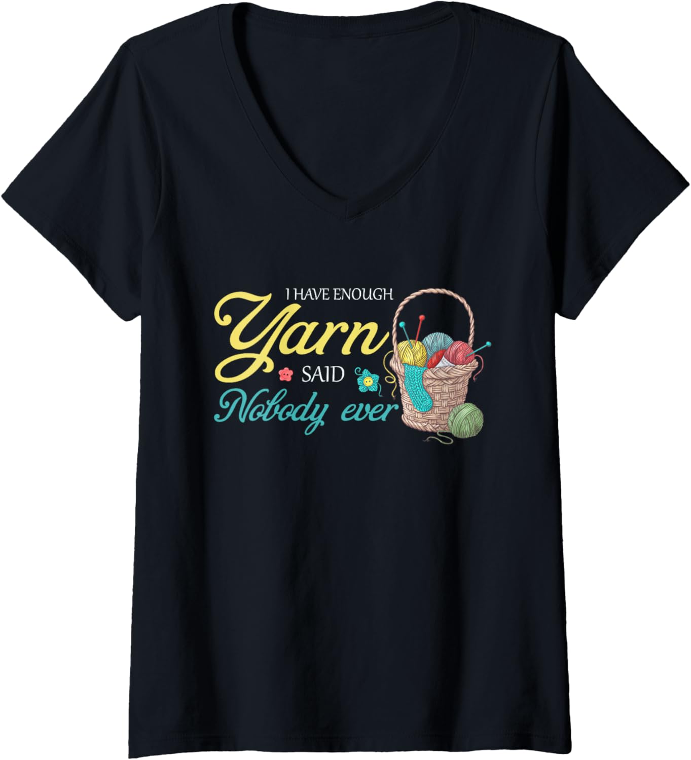 Womens Funny Crocheting Knitting Design I Have Enough Yarn V-Neck Yarn Supply | Premium Quality | High CTR Title