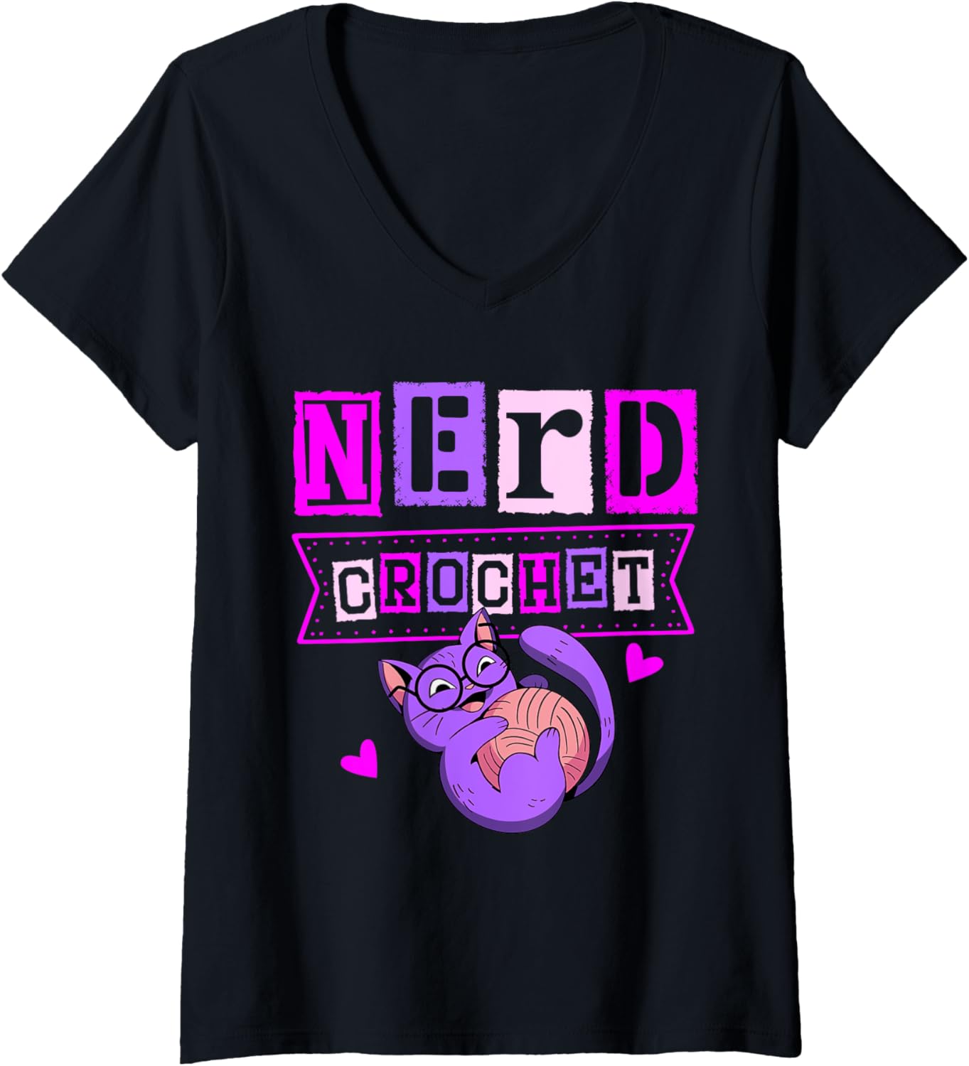 Nerd Crochet Crochet, crocheting yarn knitting crocheter V-Neck Yarn Supply | Viral US Pick | Perfect for Crafters