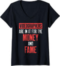 Womens Videographer Money Videography Filmmaker Gift V-Neck Apparel | Trending 2025 | Perfect Gift Idea
