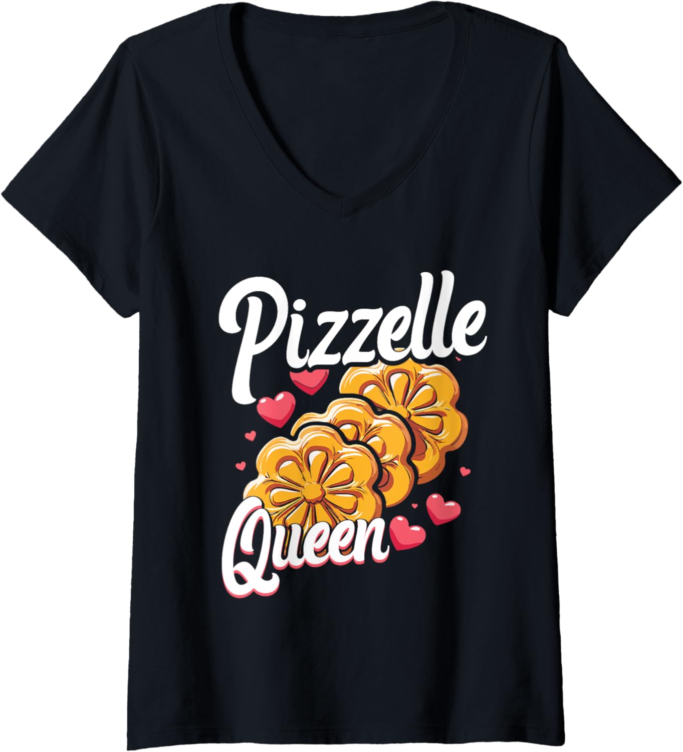 Womens Pizzelle Queen Italian Waffle Cookie Lover V-Neck Apparel | High Search Volume | Perfect Gift Idea