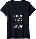 Womens I Film Stuff Funny Cameraman Cameraperson Movie Maker V-Neck Apparel | Premium Quality | Aesthetic Fit