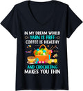 Womens Crochet Yarn Coffee Lover Design Crocheting Yarn knitting V-Neck Yarn Supply | Viral US Pick | High CTR Title