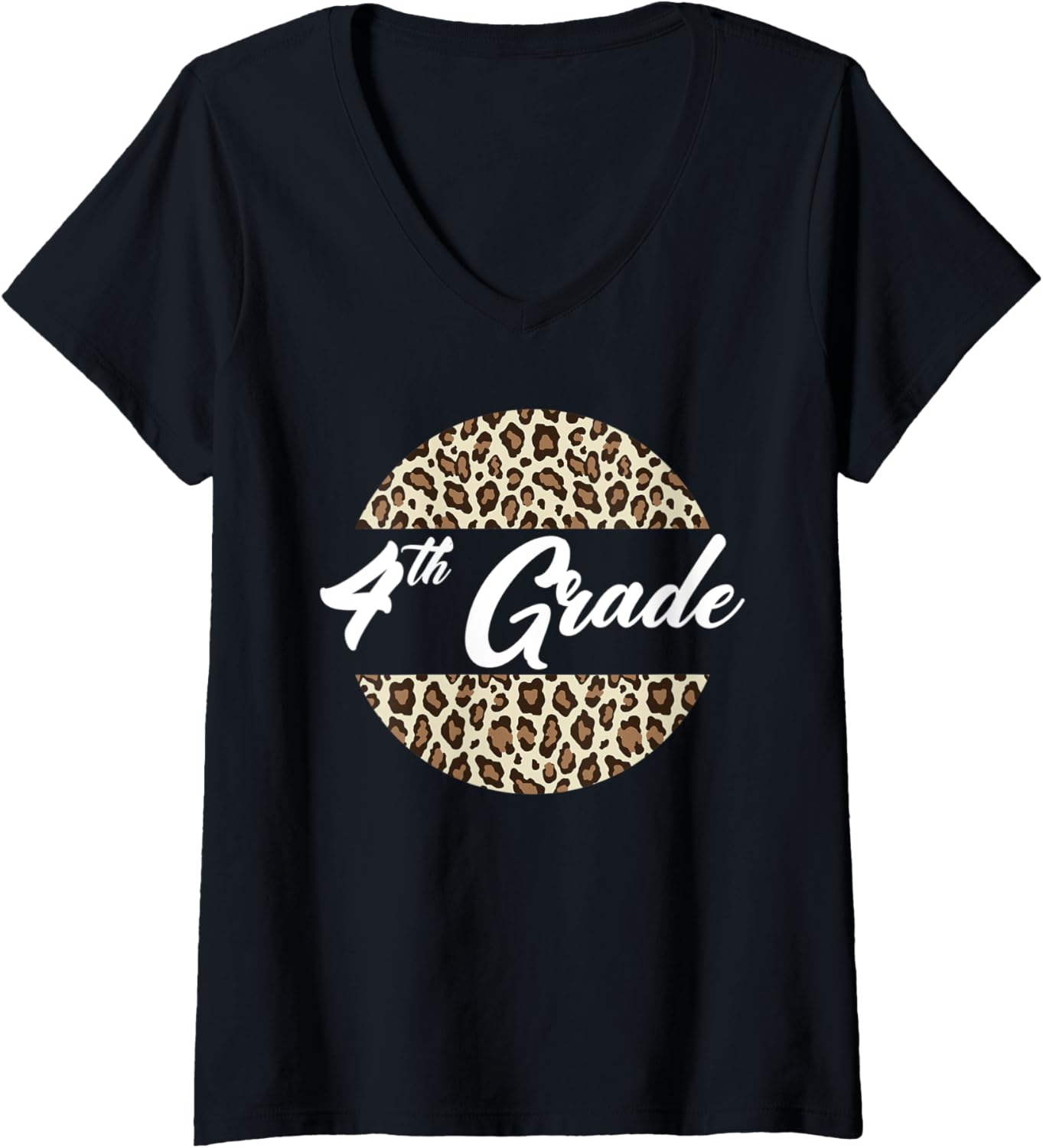 Womens 4th Grade Cheetah Print School Teacher Student Fourth Grade V Neck Apparel Premium Print Hot Right Now