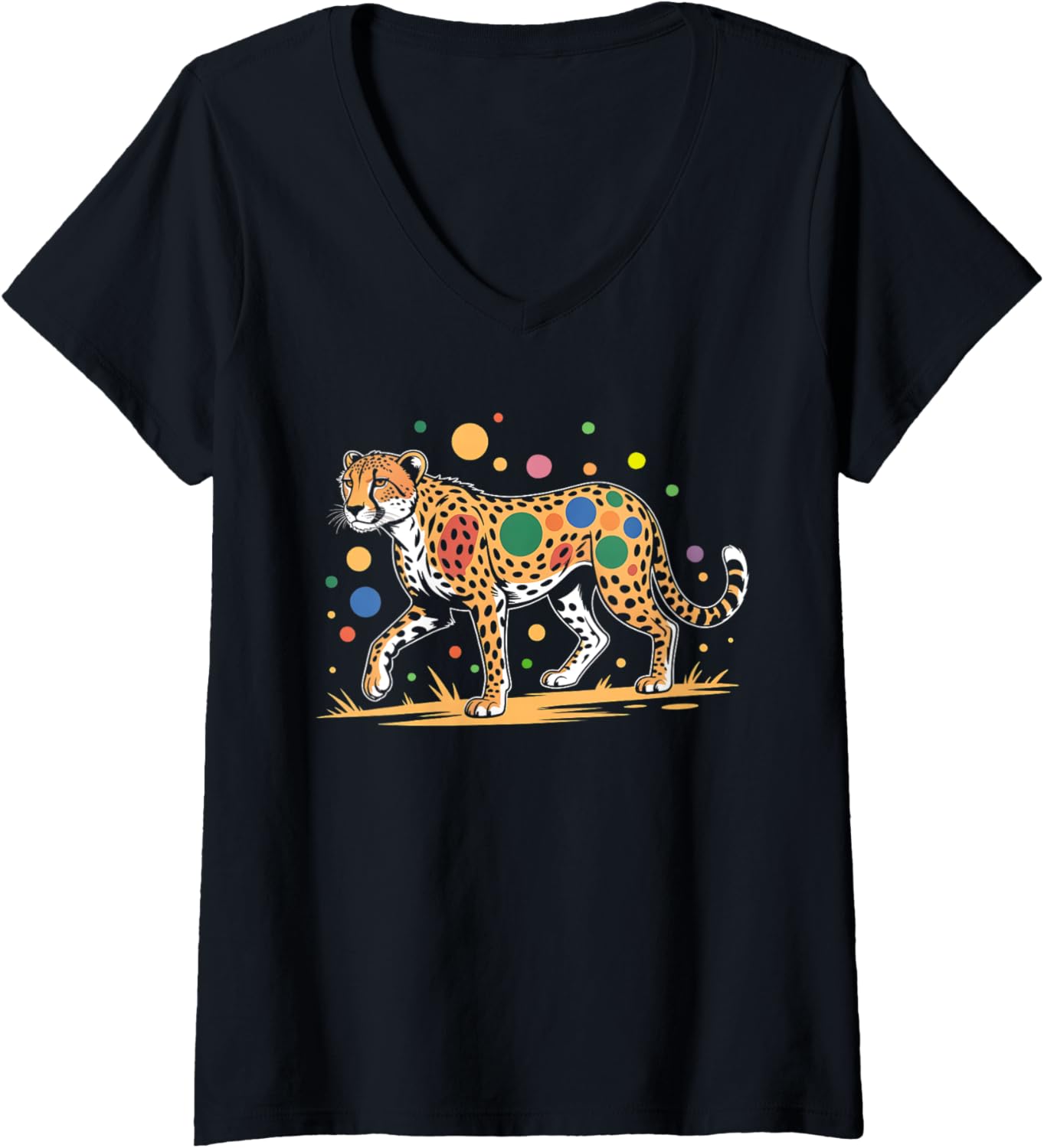 Womens Colorful Cheetah Polka Dot Day Costume 15th September Kids V Neck Apparel High Search Demand US Top Pick