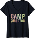 Womens CAMP DIRECTOR Leopard Print Camping Host Girl Chaos V Neck Apparel Trending US Gift Ready