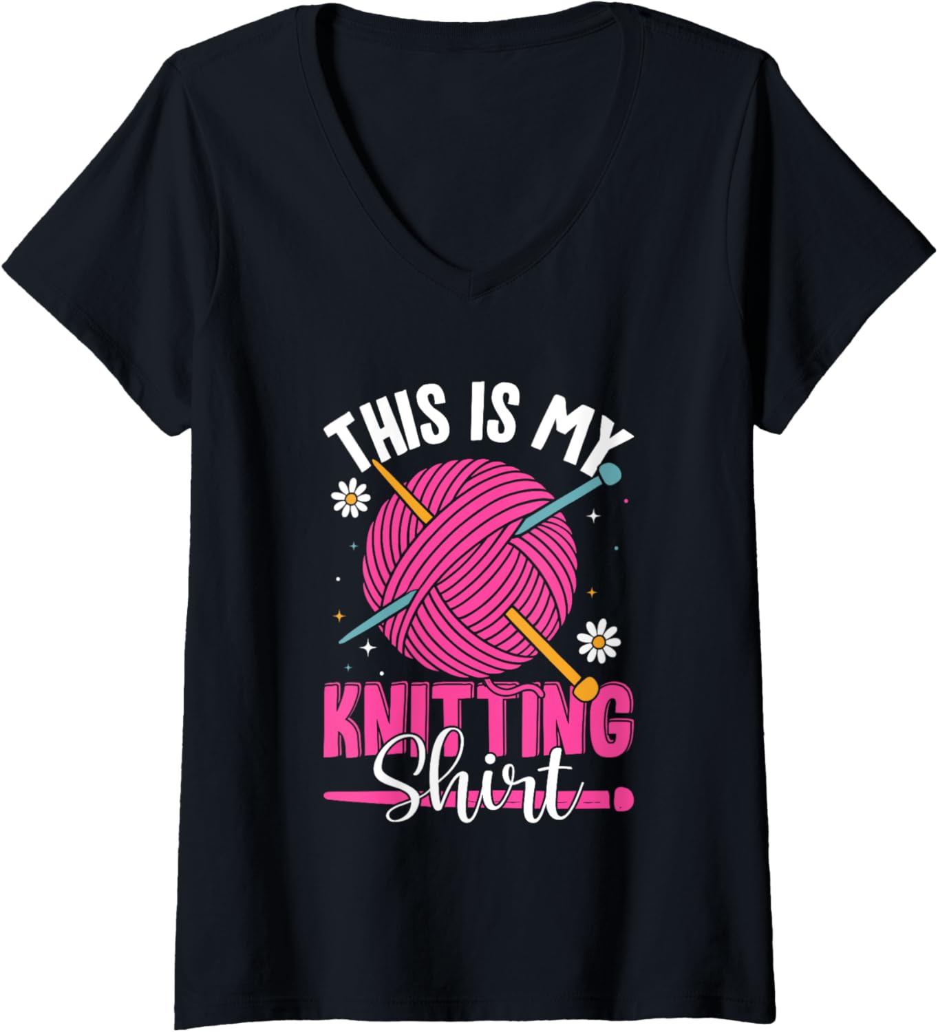 Womens This Is My Knitting Shirt Yarn Fun V-Neck T-Shirt | Trending 2025 | Perfect for Crafters