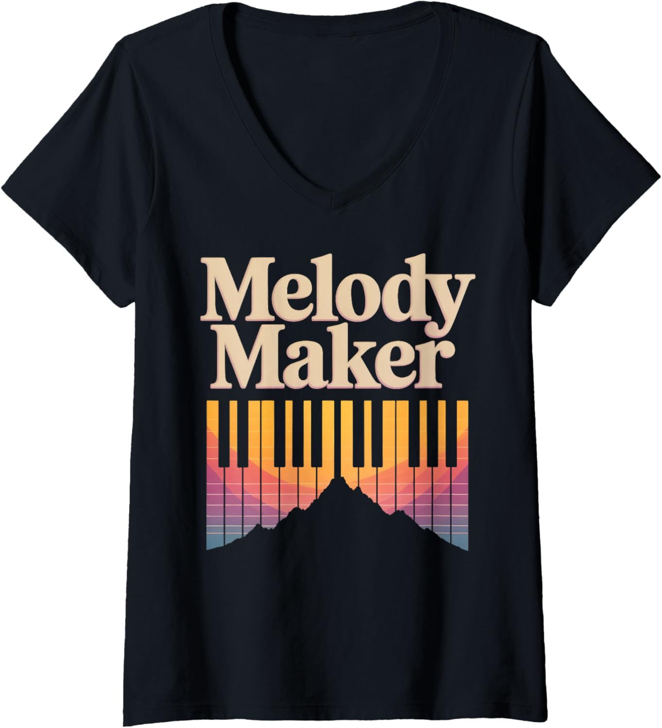 Womens Melody Maker Piano Mountain Artistic V-Neck Apparel | Trending 2025 | Must-Have Style