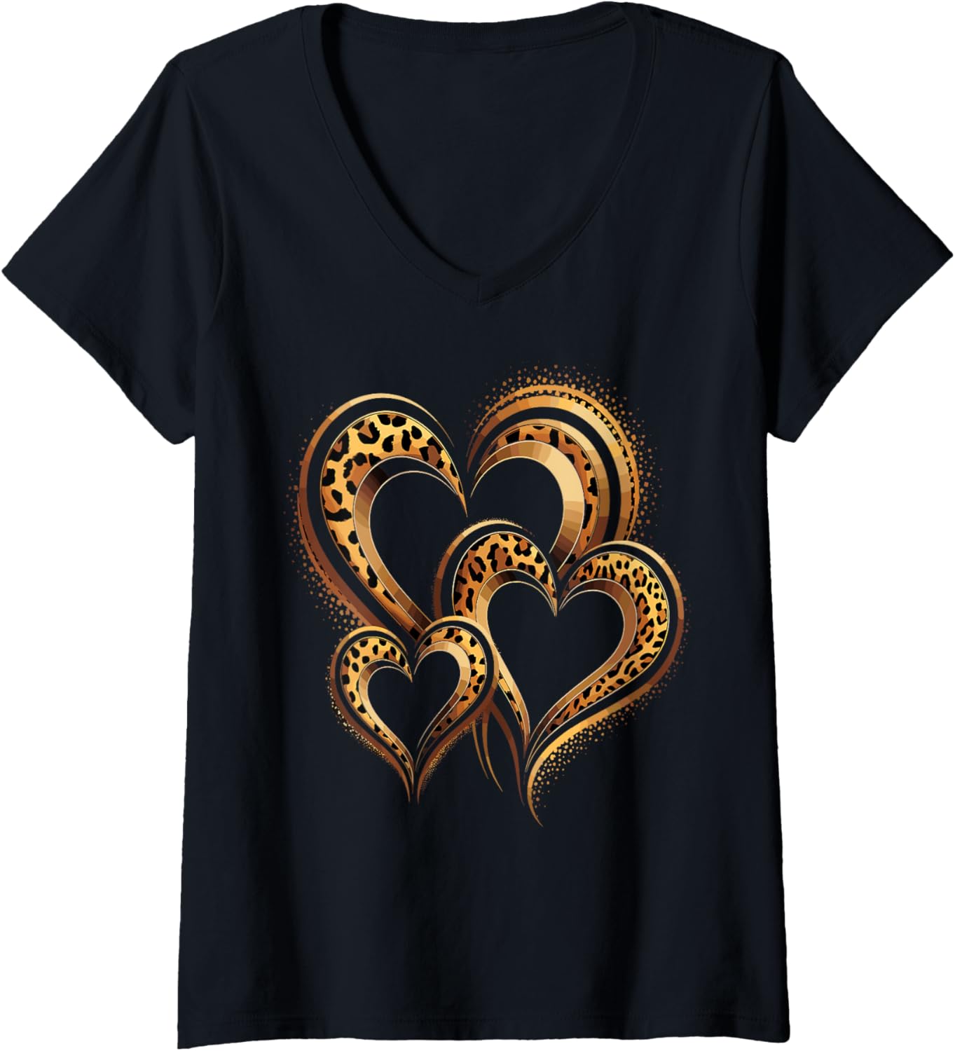 Womens Hearts Print Love Leopard Cheetah V Neck Apparel Premium Print Hot Right Now