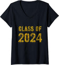 Womens Future Graduation CLASS of 2024 Leopard Print 11th Gr Girl V Neck Apparel Trending US US Top Pick