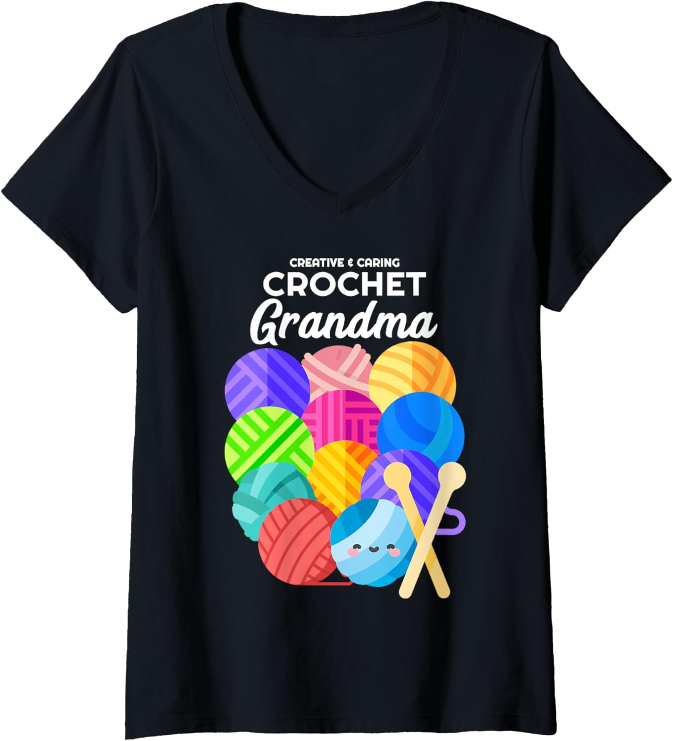 Womens Crochet Grandma Hobby Crocheter Knitter Balls of Yarn V-Neck Yarn Supply | Premium Quality | High CTR Title