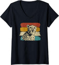 Womens Cheetah Cheetah face vintage retro V Neck Apparel Viral TikTok Find US Top Pick