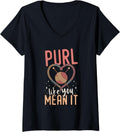 Womens Purl You Like You Mean It Crocheting Yarn Knitting V-Neck Yarn Supply | High Search Volume | Perfect for Crafters
