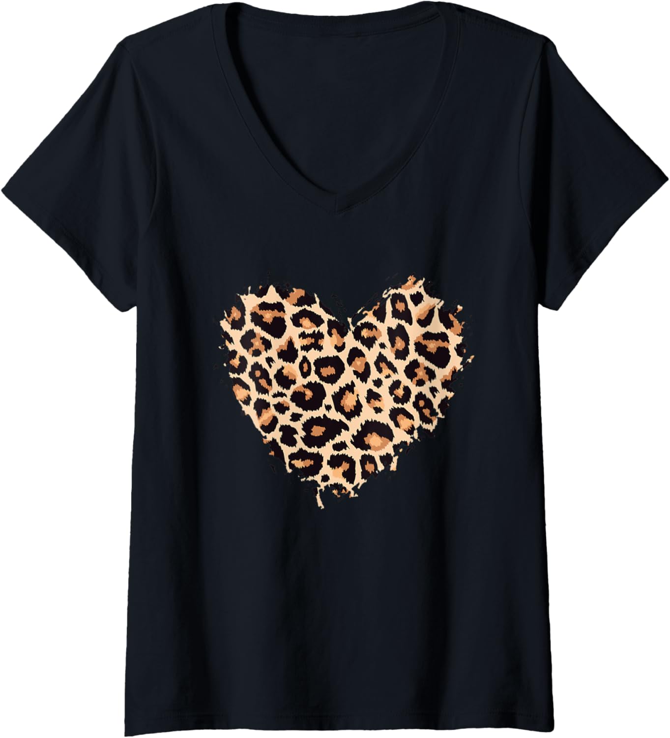 Womens Cheetah Leopard Heart girls animal Print V Neck Apparel Viral TikTok Find Hot Right Now