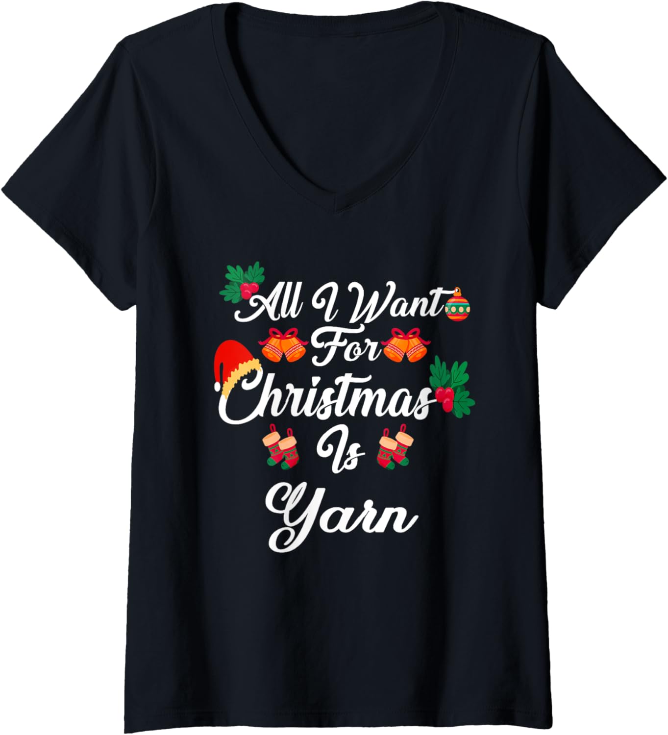 Womens All I Want For Christmas Is Yarn V-Neck Yarn Supply | Premium Quality | Best Seller Choice
