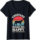 Womens Cheetahs Make Me Happy You Not So Much Funny Cheetah Vintage V Neck Apparel Streetwear Style Fan Favorite