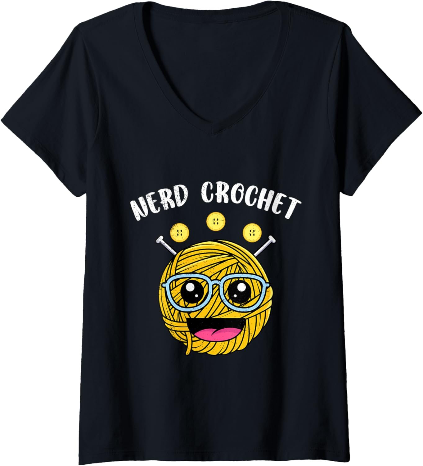 Womens Nerd Yarn Hoarder NERD CROCHET Funny Yarn Collector V-Neck Yarn Supply | Viral US Pick | High CTR Title