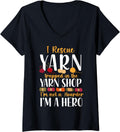 Womens Knitting Knitter I Rescue Yarn Trapped In The Yarn Shop I'm V-Neck Yarn Supply | Premium Quality | Customer Fa...