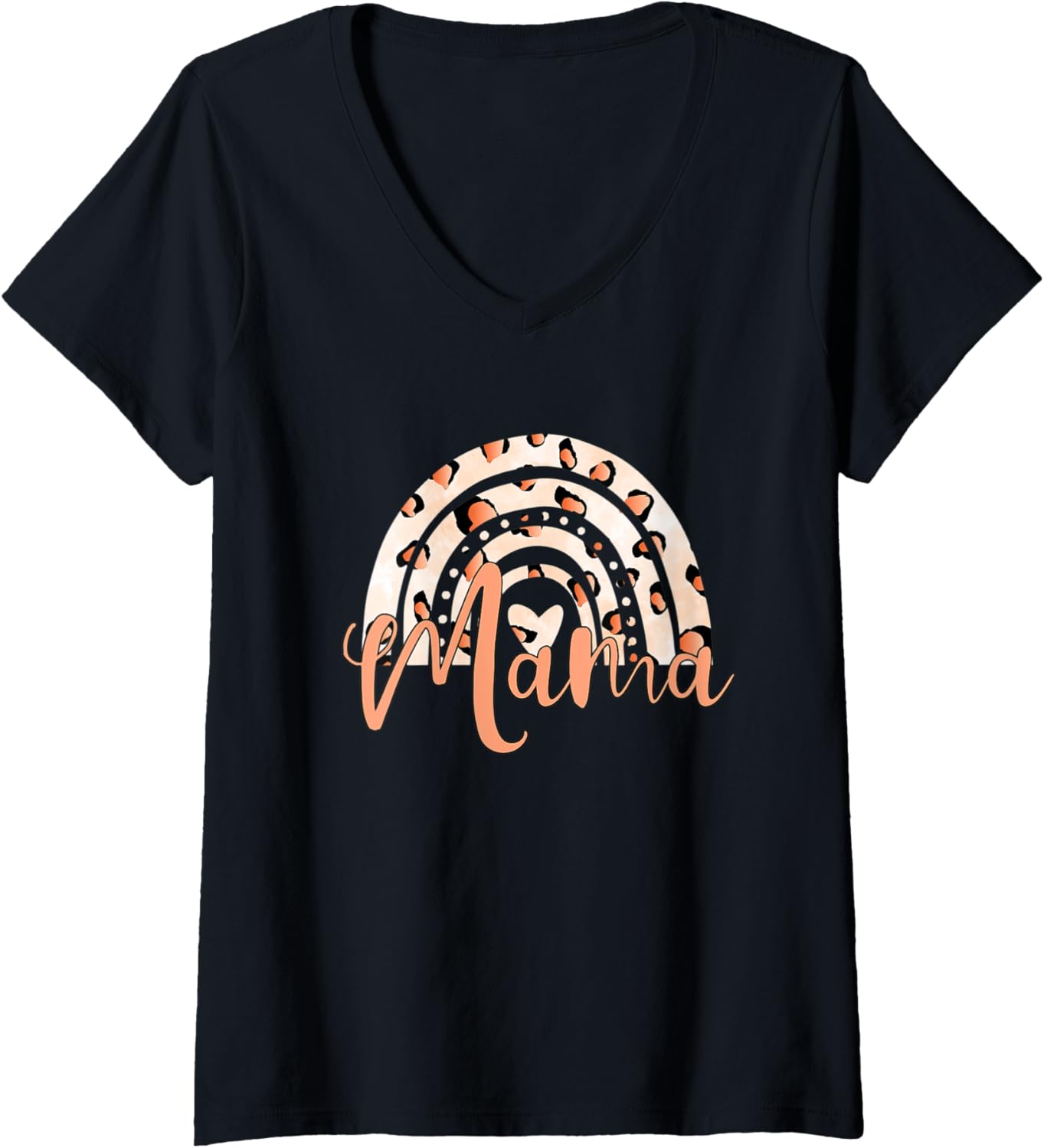 Womens Cheetah Print Mama Mom Mothers Gift Birthday Leopard Print V Neck Apparel Comfort Fit Fan Favorite