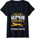 Womens This Is My Human Costume Cheetah Funny African Animal Lover V Neck Apparel Trending US Best Seller Look