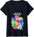 Womens Crochet Girl Hobby Crocheter Knitter Balls of Yarn V-Neck Yarn Supply | High Search Volume | Customer Favorite