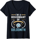Womens I'm A Descendant Of Goldsmith Jewelry Maker Goldsmithing V-Neck Apparel | Premium Quality | Aesthetic Fit