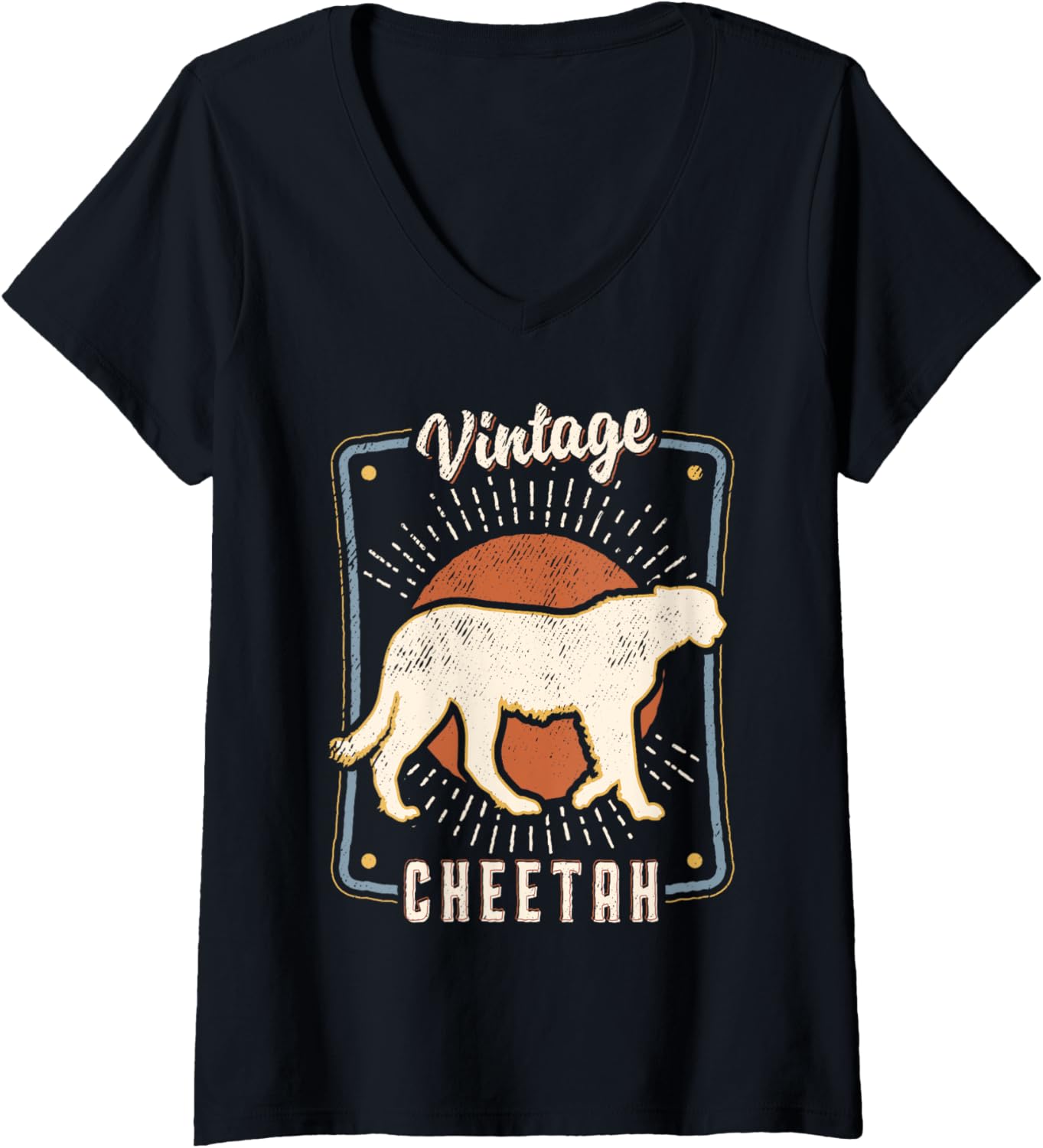 Womens Cheetah Whisperer Vintage Classic Retro Animal Love V Neck Apparel High Search Demand Best Seller Look