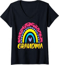 Womens Leopard Rainbow Cheetah Print Grandma Graphic Grandma Life V Neck Apparel High Search Demand US Top Pick