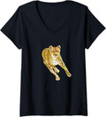 Cheetah Animal Lover Gift Men Women Kids Girls Boys Print V Neck Apparel Trending US Everyday Wear