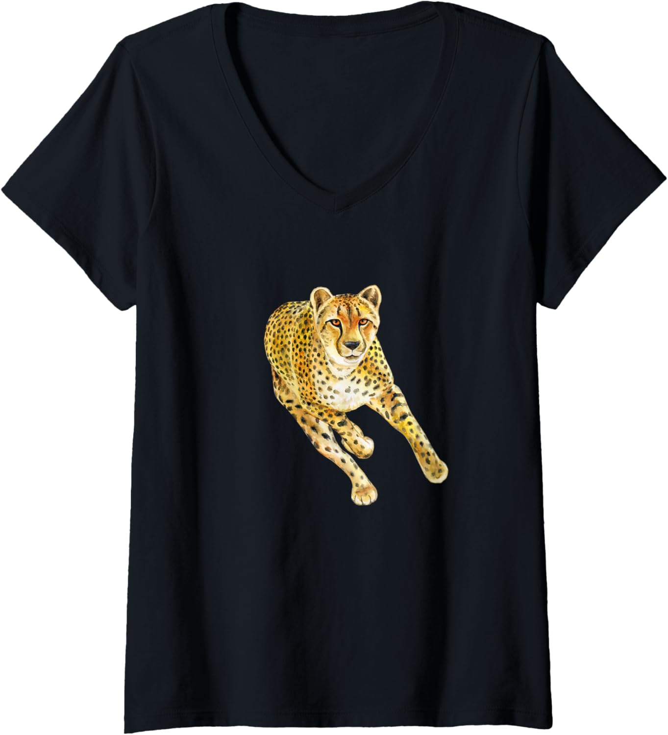 Cheetah Animal Lover Gift Men Women Kids Girls Boys Print V Neck Apparel Trending US Everyday Wear