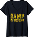 Womens CAMP COUNSELOR Leopard Print Summer Teacher Instructor Coach V Neck Apparel Premium Print Gift Ready