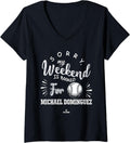 Womens Weekend Booked for Michael Dominguez Prospect Baseball Fan V-Neck Apparel | Everyday Casual Wear