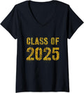 Womens Future Graduation CLASS of 2025 Leopard Print 10th Gr Girl V Neck Apparel Streetwear Style Gift Ready
