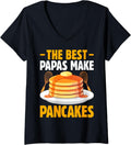 Womens The Best Papas Make Pancakes - Pancake Maker Chef Dad Gifts V-Neck Apparel | US Viral Style | Comfort Daily Wear